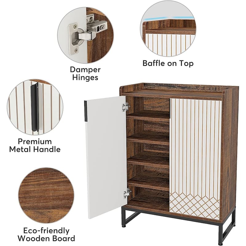 Shoe Cabinets with Doors, 5-Tier Wood Shoe Rack Organizer for 25 Pairs