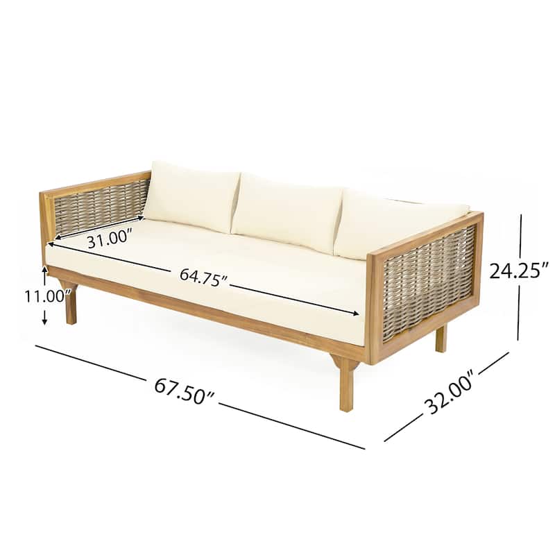 3 Seater daybed with Rattan arms