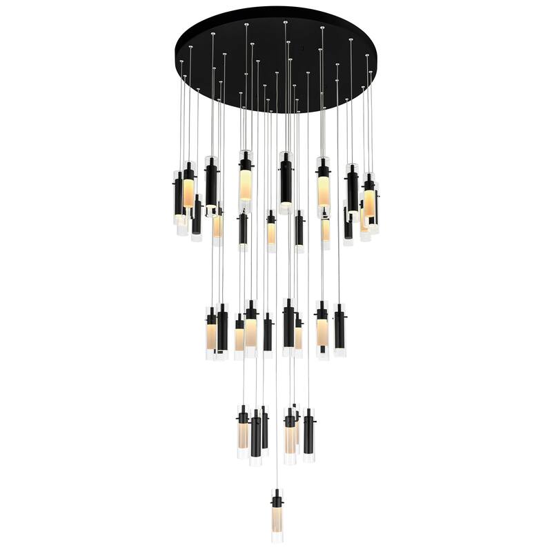 Olinda LED Integrated Black Chandelier - Black