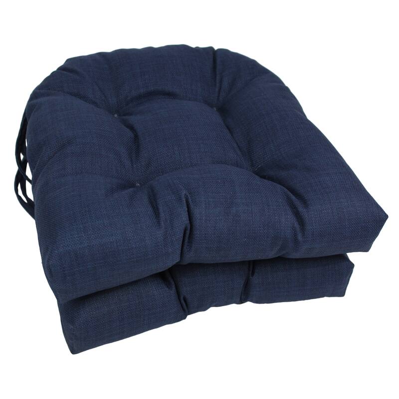 16-inch U-shaped Indoor/ Outdoor Chair Cushion (Set of 2) - 16" x 16" - Azul