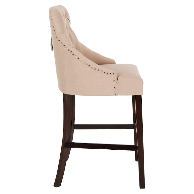 SAFAVIEH Clara 30-inch Tufted Wing Back Bar Stool (Set of 2) - 22.5" x 25" x 45" - 23Wx25Dx45H