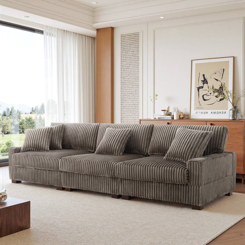 Modular Sectional Sofa Set with Adjustable Headrests and Ottomans