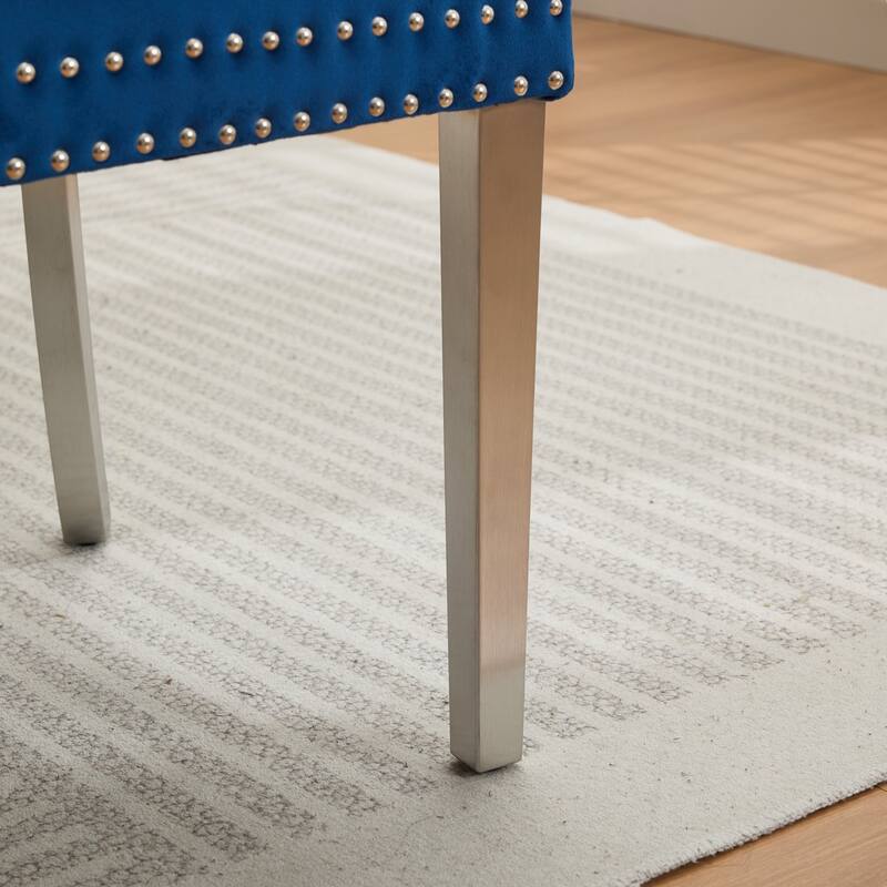 Velvet Double Dining Loveseat Bench, 2-Seat Tufted Bench w/Handmade Buttons, Wing Back, Stainless Steel Legs,Single Pack