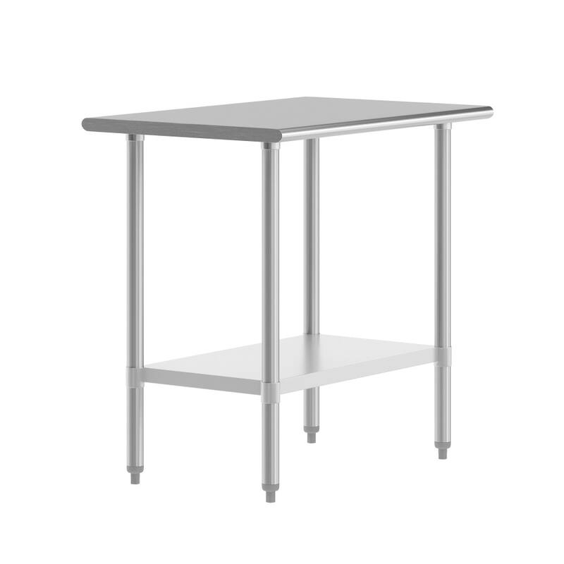 Stainless Steel 18 Gauge Work Table with Undershelf - 24"D x 36"W x 34.5"H