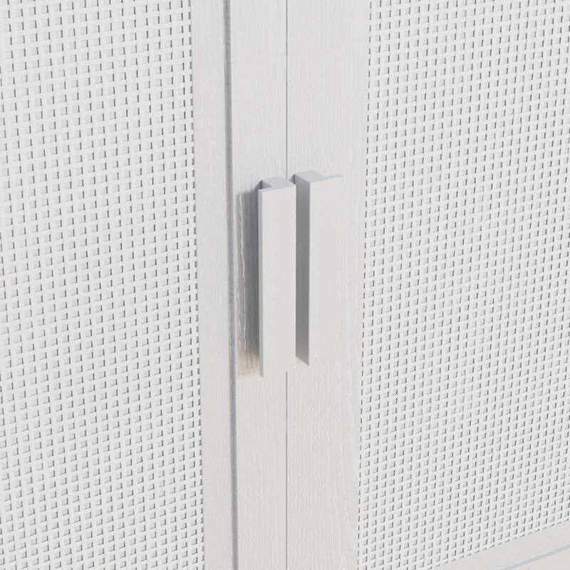 31"H Classic Storage Cabinet with Adjustable Shelves with Rattan Doors