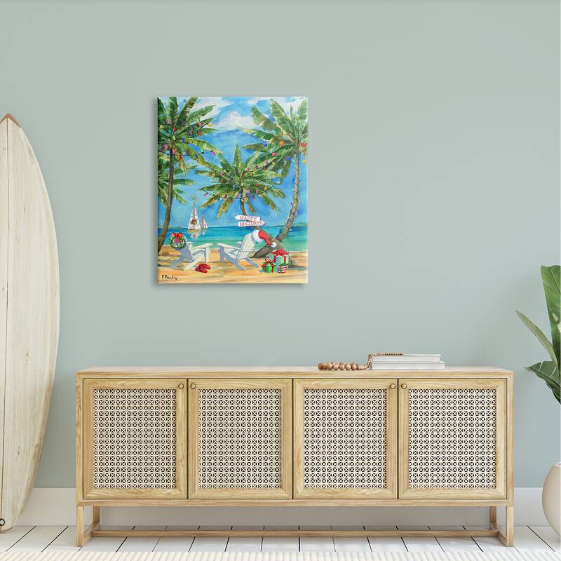 Stupell Holiday Palms Warm Island Winter Stretched Canvas Wall Art, Design by Paul Brent