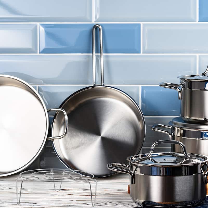 3pcs Steam Rack 5.5" Dia Metal Trivets for Cooker Silver (1.2"/2"/2.8" Tall)