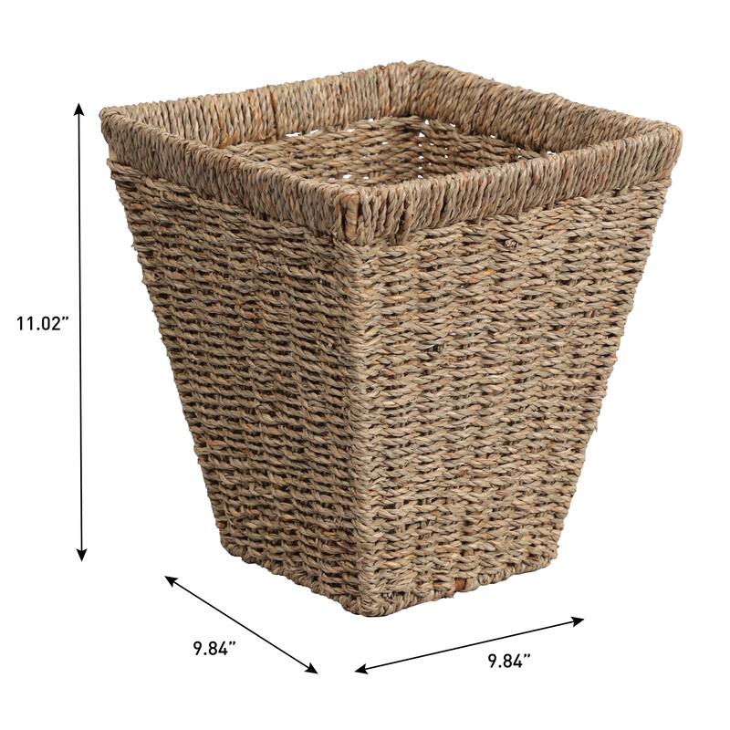 Alden Rustic Bohemian Handwoven Seagrass 2.3-Gallon Tapered Square Wicker Watebasket (Set of 2)