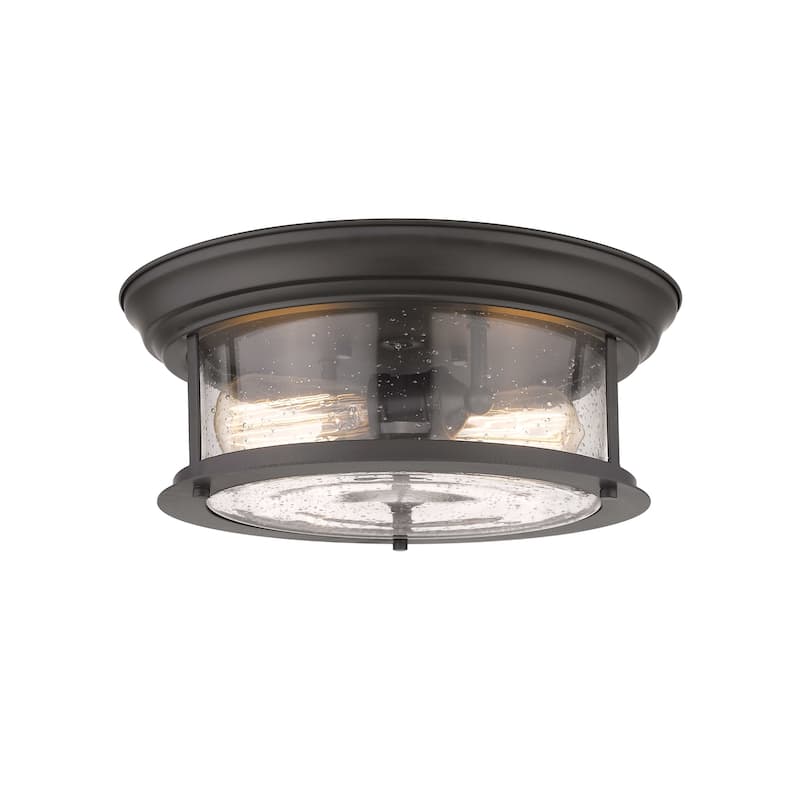 Bellevue Hughen 2 Light 14" Wide Flush Mount Drum Ceiling Fixture - Bronze