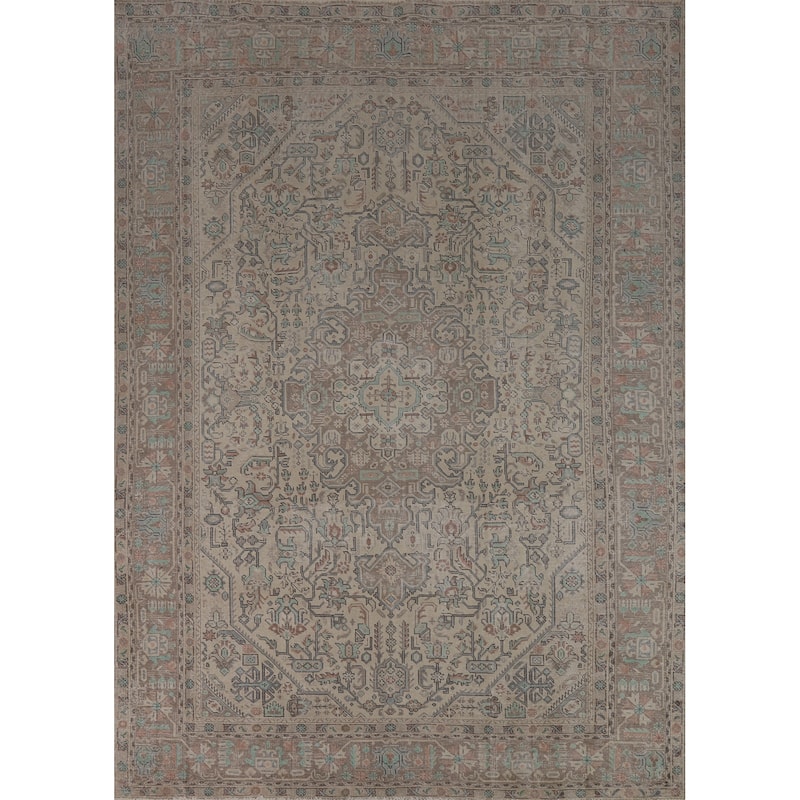Geometric Tabriz Persian Area Rug Living Room Hand-Knotted Wool Carpet - 8'0"x 10'10"