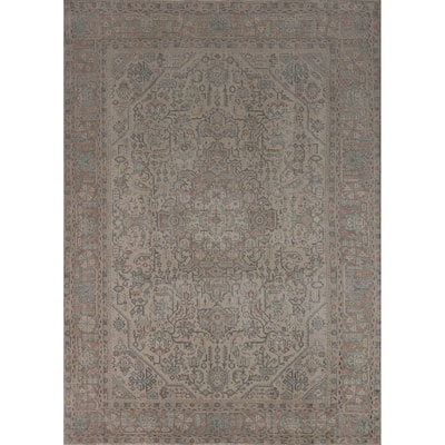 Geometric Tabriz Persian Area Rug Living Room Hand-Knotted Wool Carpet - 8'0"x 10'10"