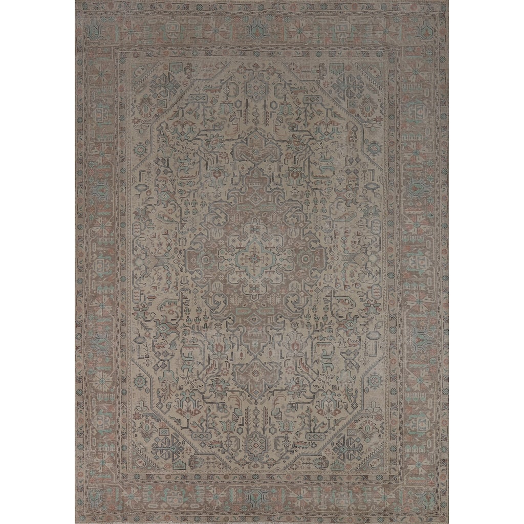 Geometric Tabriz Persian Area Rug Living Room Hand-Knotted Wool Carpet - 8'0"x 10'10"