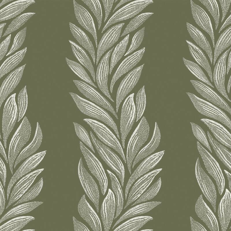 Laura Ashley Coulderton Leaves Olive Green Wallpaper