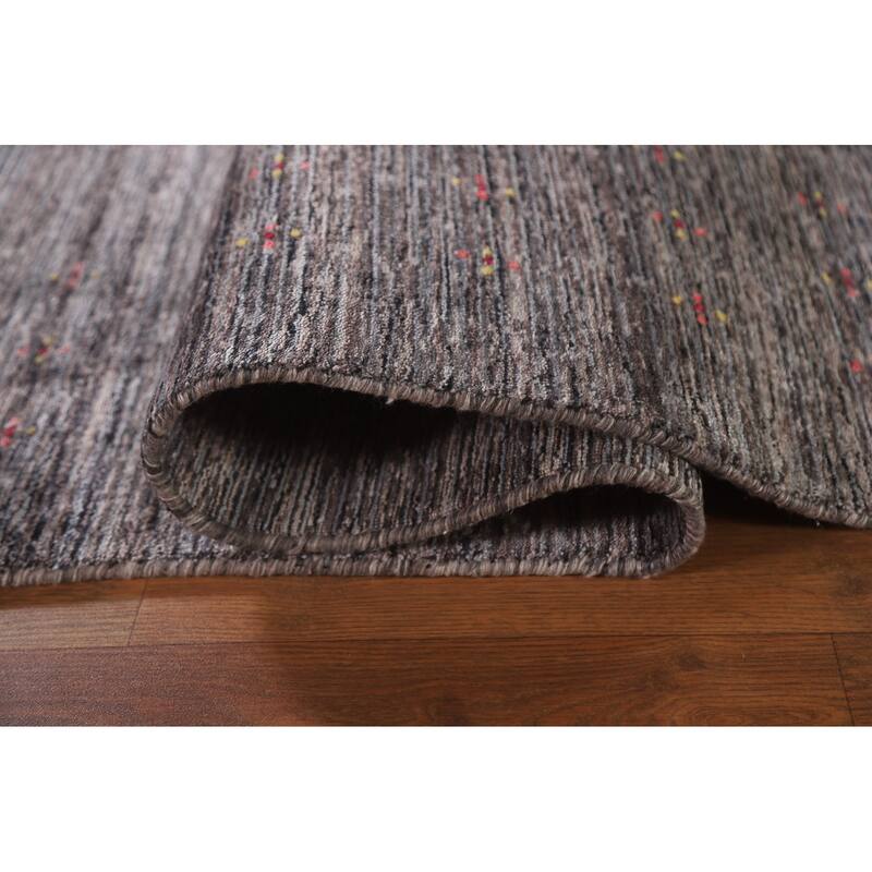 Striped Gabbeh Area Rug Hand-Knotted Wool Carpet - 7'10"x 9'10"