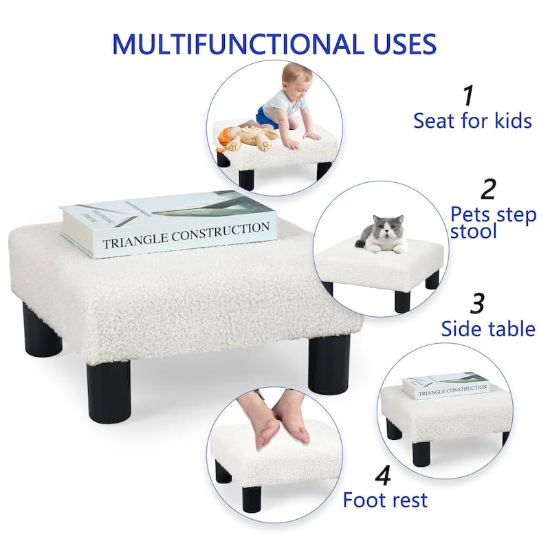 Adeco Ottoman Upholstered Fabric Footrest Pet Steps Dog Stair Stool