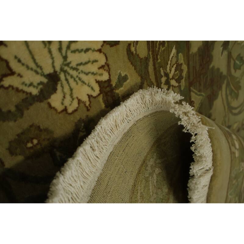 Hand Knotted Oriental 100% Wool Carpet Traditional Traditional Green Agra Area Rug - 13' 10'' X 10' 0''