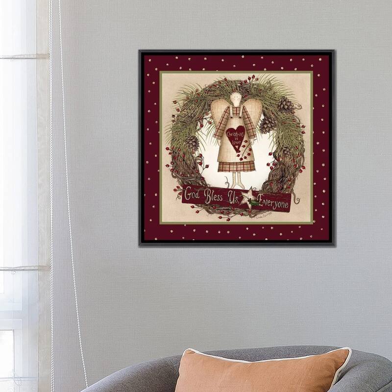 iCanvas "Folk Angel Christmas Wreath" by Lori Deiter Framed