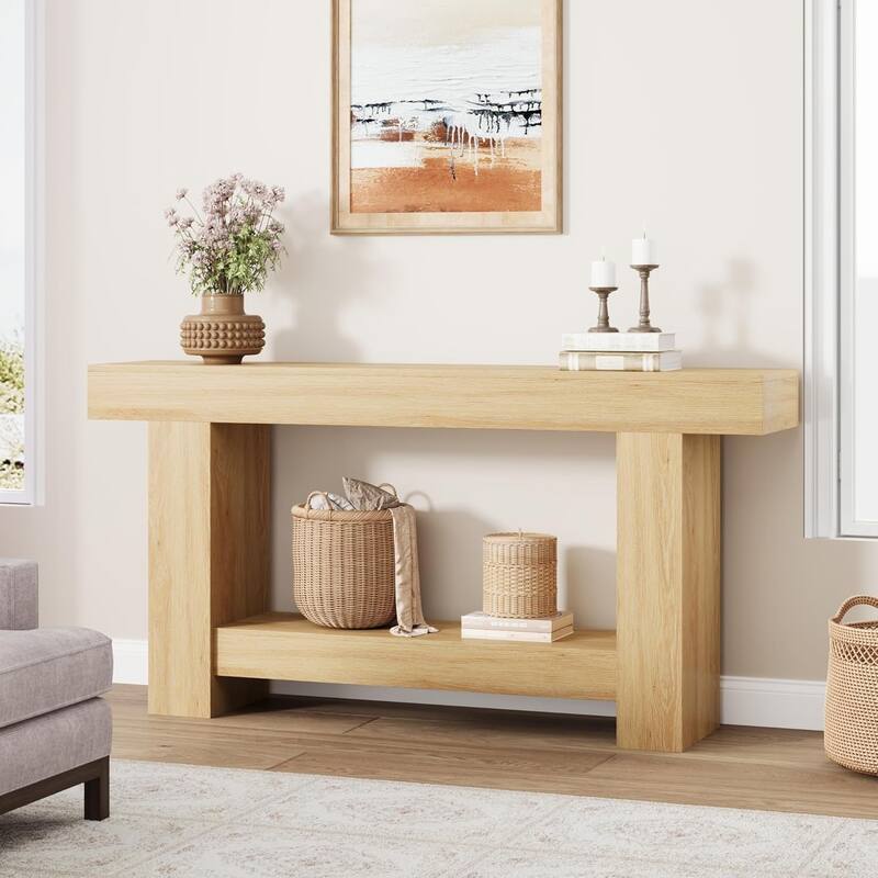 62.9" Narrow Console Table with Storage Rectangular