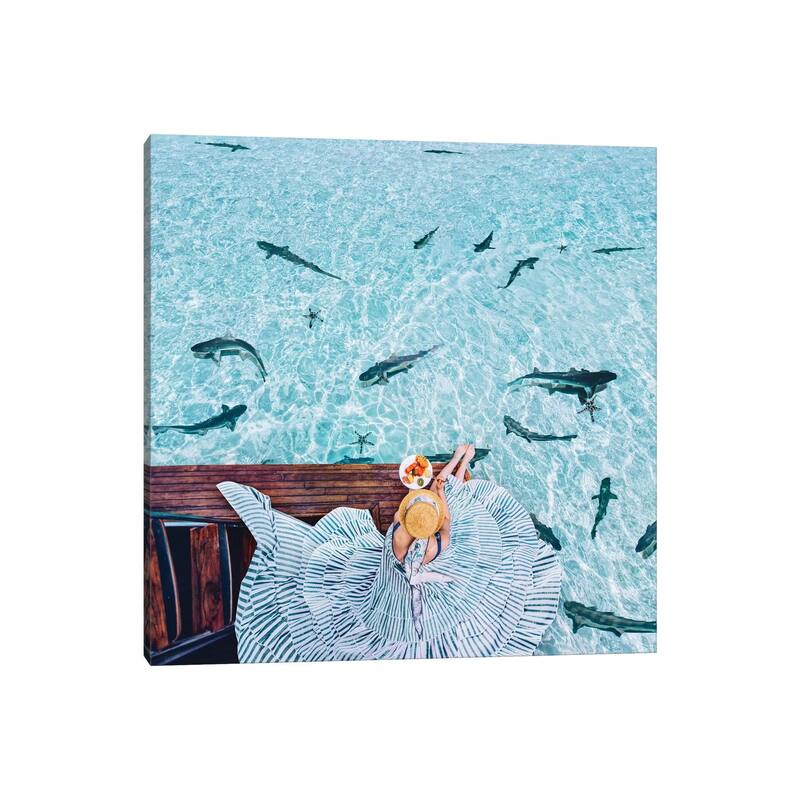 iCanvas "Breakfast With Sharks" by Hobopeeba Canvas Print