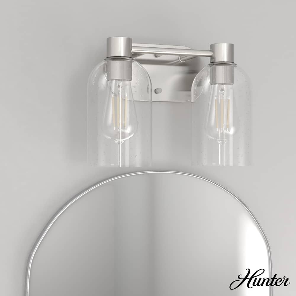 Hunter Lochemeade 2-Light Vanity Wall Light, Damp-Rated - Bathroom, Laundry - Modern Farmhouse, Contemporary, Industrial