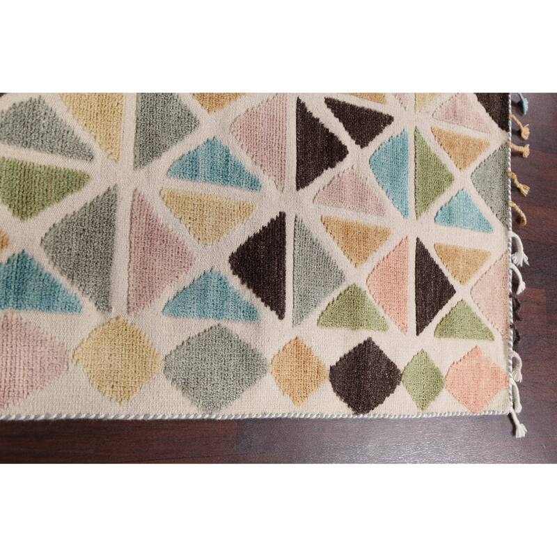 Contemporary Moroccan Oriental Area Rug Wool Handmade Carpet - 4'7" x 6'6"