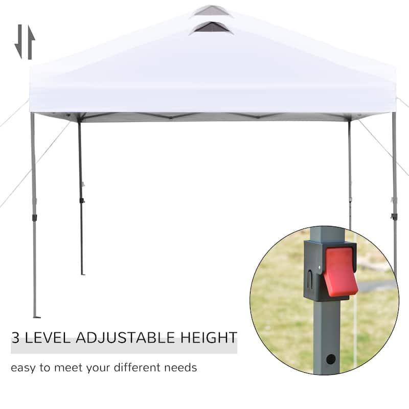 Outsunny 10' x 10' Pop Up Canopy Event Tent with 3-Level Adjustable Height, Top Vent Window Design and Easy Move Roller Bag
