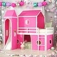 preview thumbnail 2 of 26, Modren Twin Size Bunk Bed With Slide Pink Tent and Tower,Spacious Under Bed Space for Bedroom