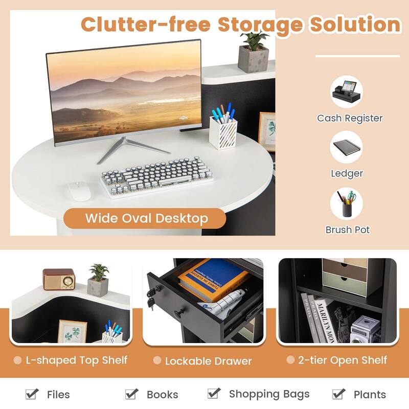 Costway Front Reception Counter Desk Checkout Office Desk with Open