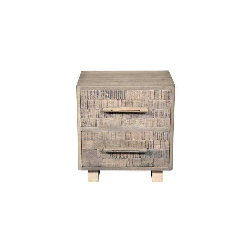 Modern Solid Wood Nightstand with 2 Drawers