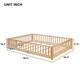 Twin/Full/Queen size Floor Platform Bed with Fence and Door for Kids, Toddlers
