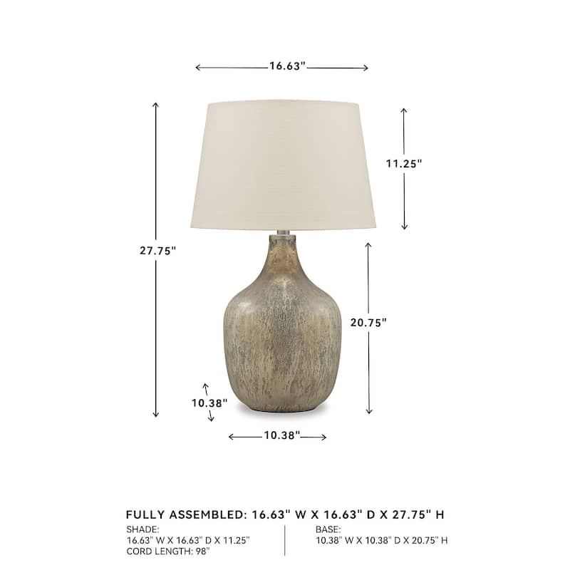 Mari Gray/Gold Finish Glass Table Lamp - 16.63" W x 16.63" D x 27.75" H
