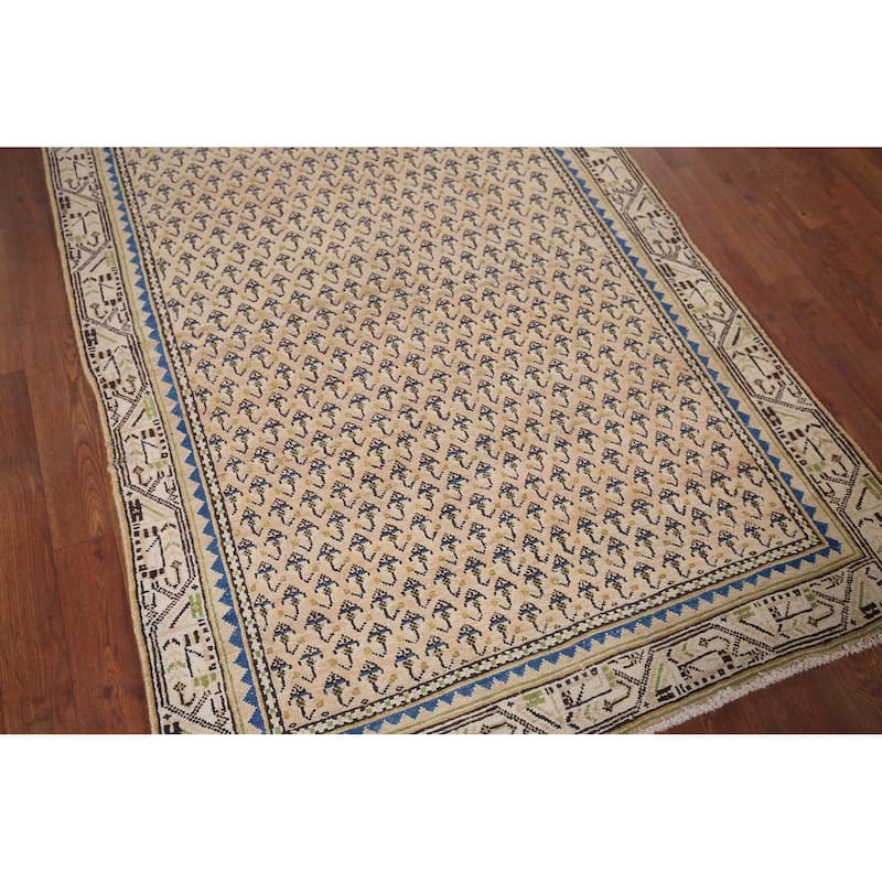 All-Over Boteh Botemir Foyer Rug Hand-Knotted Wool Carpet - 3'9" x 6'3"