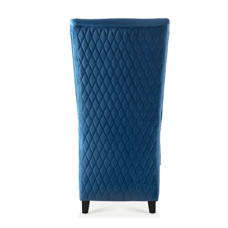 Velvet Wingback Chair with High Back Support and Wooden Legs