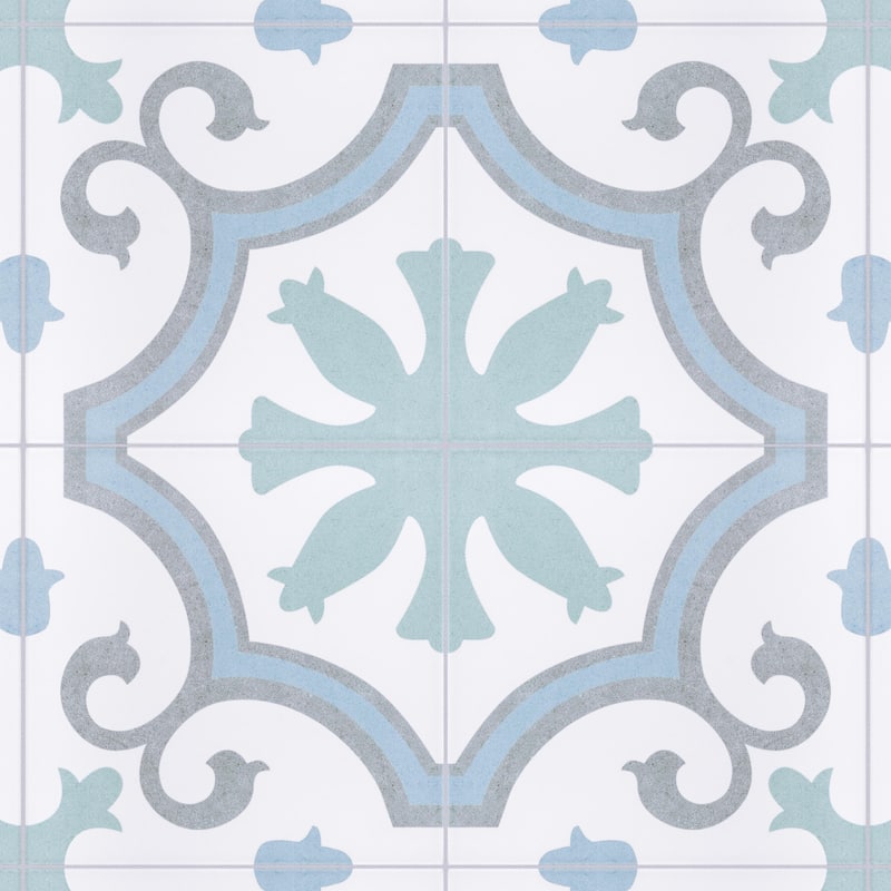Merola Tile Lacour Aqua 9-3/4" x 9-3/4" Porcelain Floor and Wall Tile