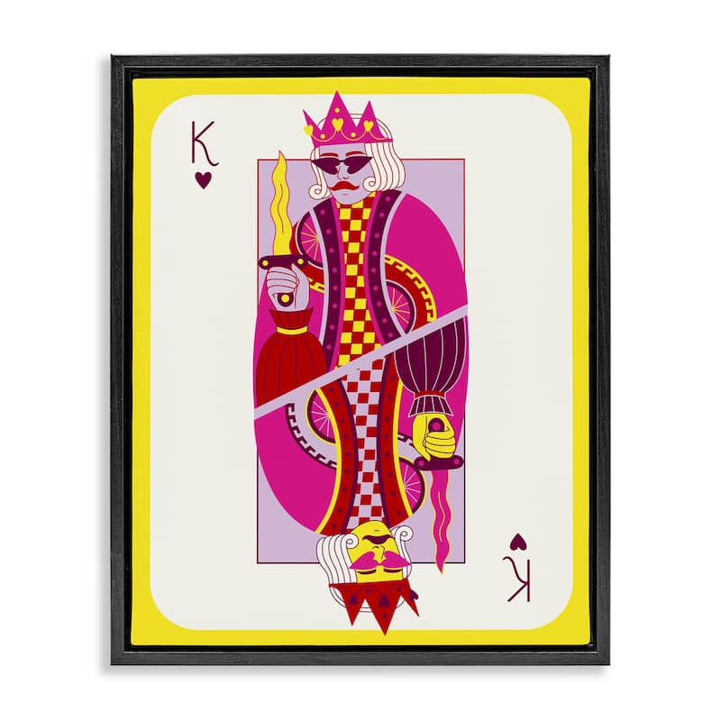 Stupell Bright Trendy King Card Framed Floater Canvas Wall Art Design By Grace Popp - 17 x 21 - Black
