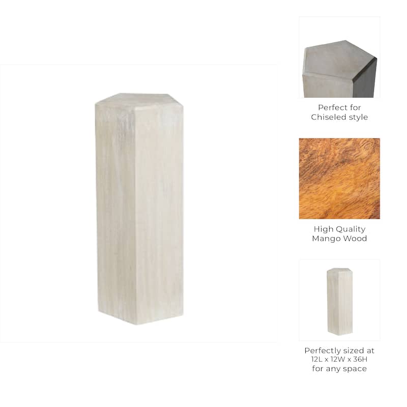 Natural Wood Side Table Elegant Geometric Design Narrow End Accent