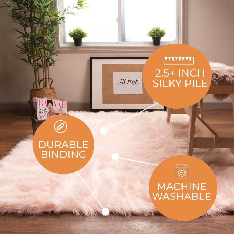 Silver Orchid Parrott Faux Fur Sheepskin Area Rug