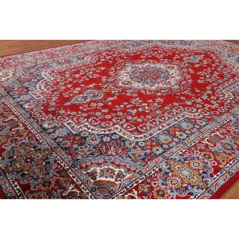 Medallion Red Tabriz Turkish Area Rug Living Room Machine Made Carpet - 9'8" x 12'11"
