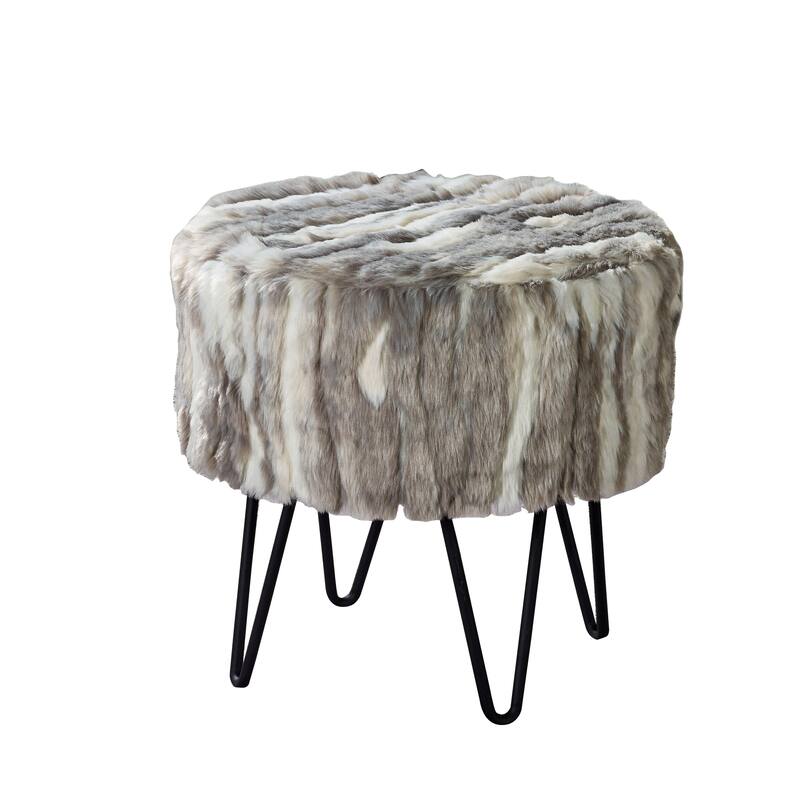 Home Soft Things Jacquard Chenille Two Tone Round Ottoman