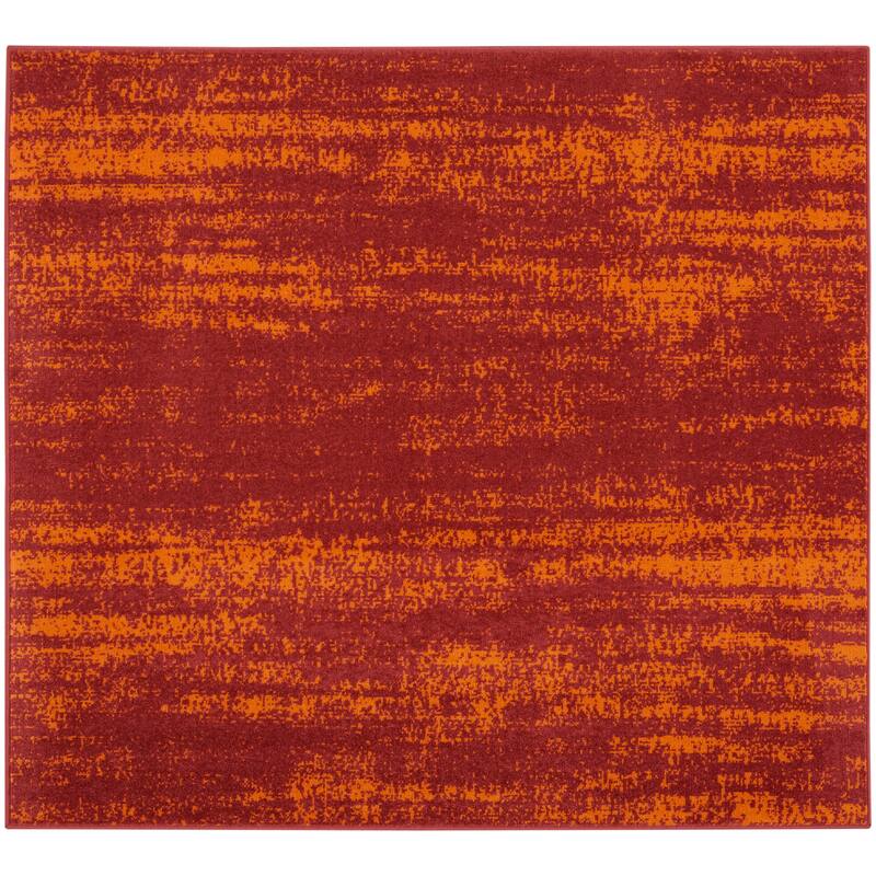 Nourison Sandy Indoor/Outdoor Abstract Area Rug - 5' Square - Red