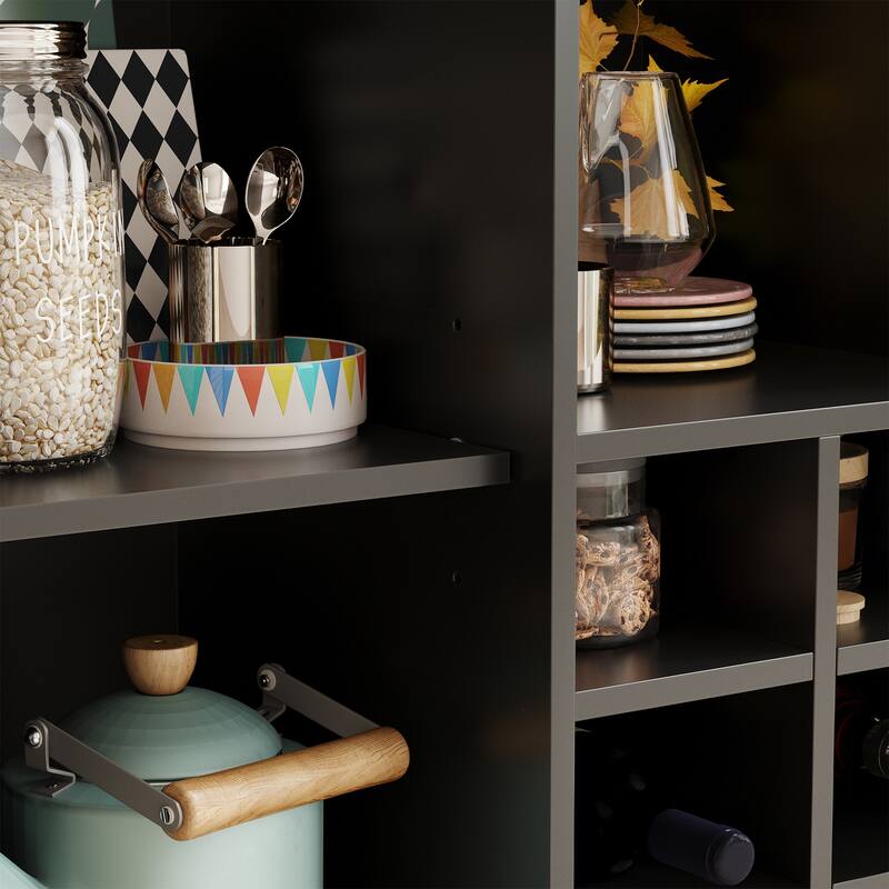 Sideboard Cabinet with Storage, 34 Inch Wine Bar Cabinet with Wine Racks, Buffet Cabinets for Home, Living Room