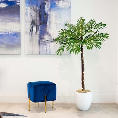 Pre-Lit Artificial Palm Tree - 4' - Warm White LED Lights