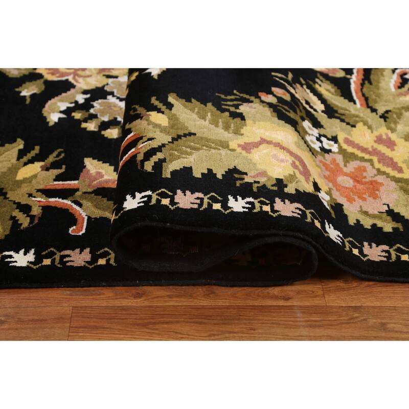 Wool/ Silk Vegetable Dye Aubusson Oriental Area Rug Handmade Carpet - 5'11" x 8'1"