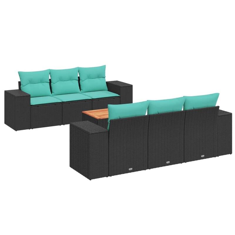 vidaXL Patio Sofa Set with Cushions Outdoor Furniture 7 Piece Poly Rattan - 21.7x 24.4x 27.2