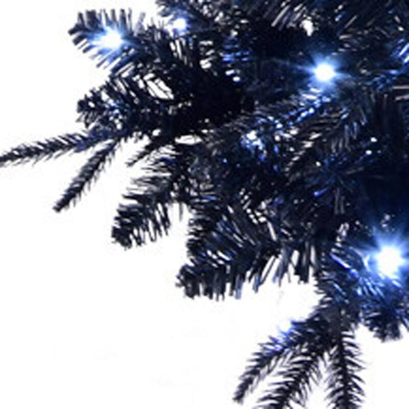 HomeRoots 6' Black Pre Lit Full Fir Christmas Tree - 49.00 in. x 72.00 in. x 49.00 in.