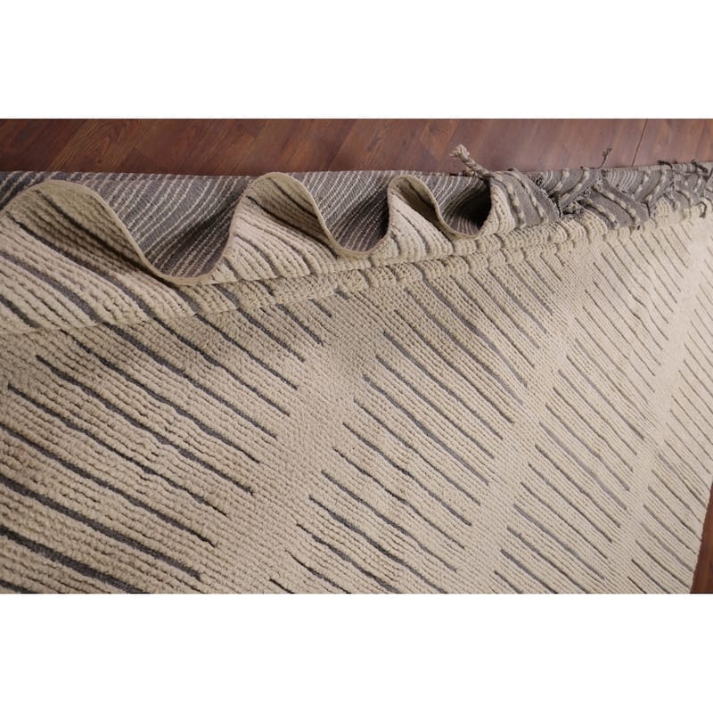 Earth Tone Moroccan Modern Area Rug Hand-Knotted Wool Carpet - 9'0" x 12'10"