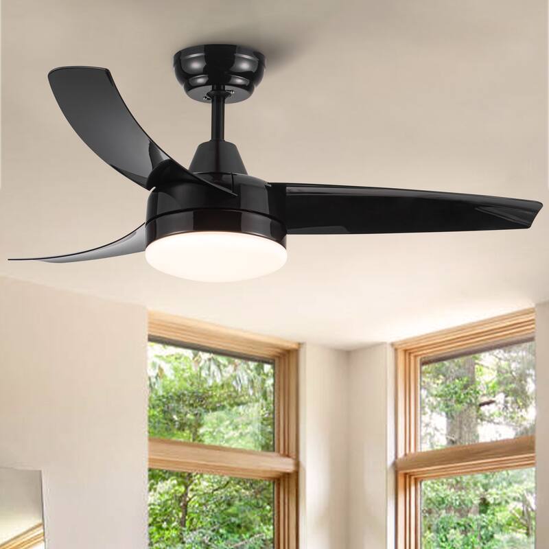 42-Inch 3-Blade Matte Black DC Motor Modern Contemporary LED Ceiling Fan-42 in x 42 in x 10.34 in - Black