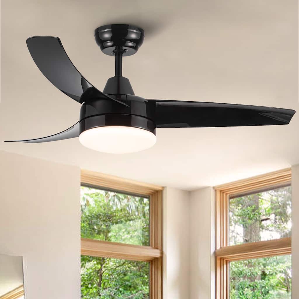 42-Inch 3-Blade Matte Black DC Motor Modern Contemporary LED Ceiling Fan-42 in x 42 in x 10.34 in