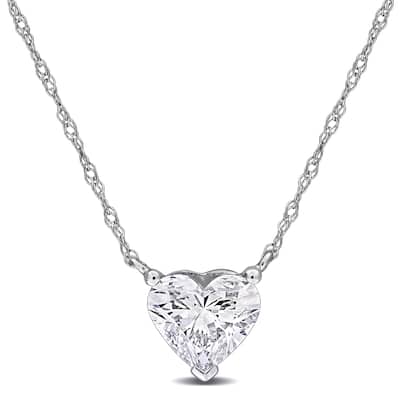 Miadora 1ct TW Heart-Shaped Lab-Grown Diamond Necklace 14k White Gold - 17 in