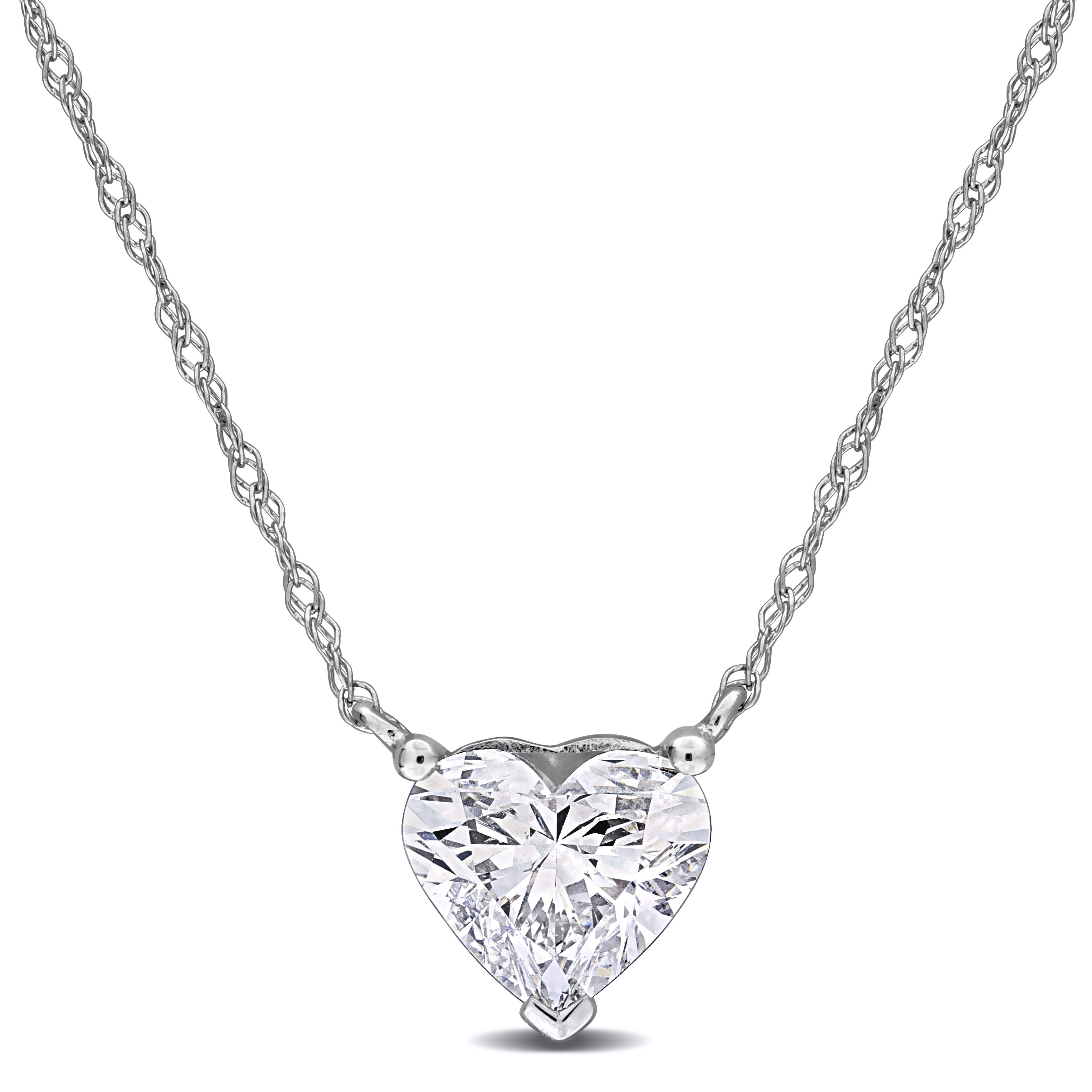 Miadora 1ct TW Heart-Shaped Lab-Grown Diamond Necklace 14k White Gold - 17 in
